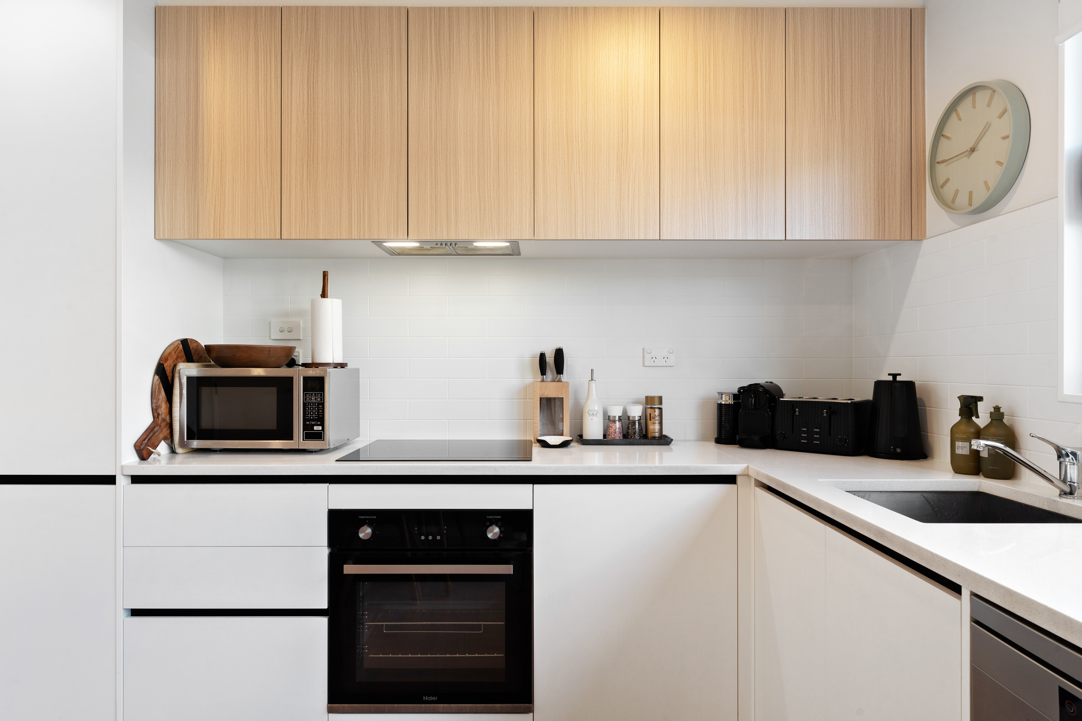 modern kitchen with all the mod-cons and utensils you need at your home away from home