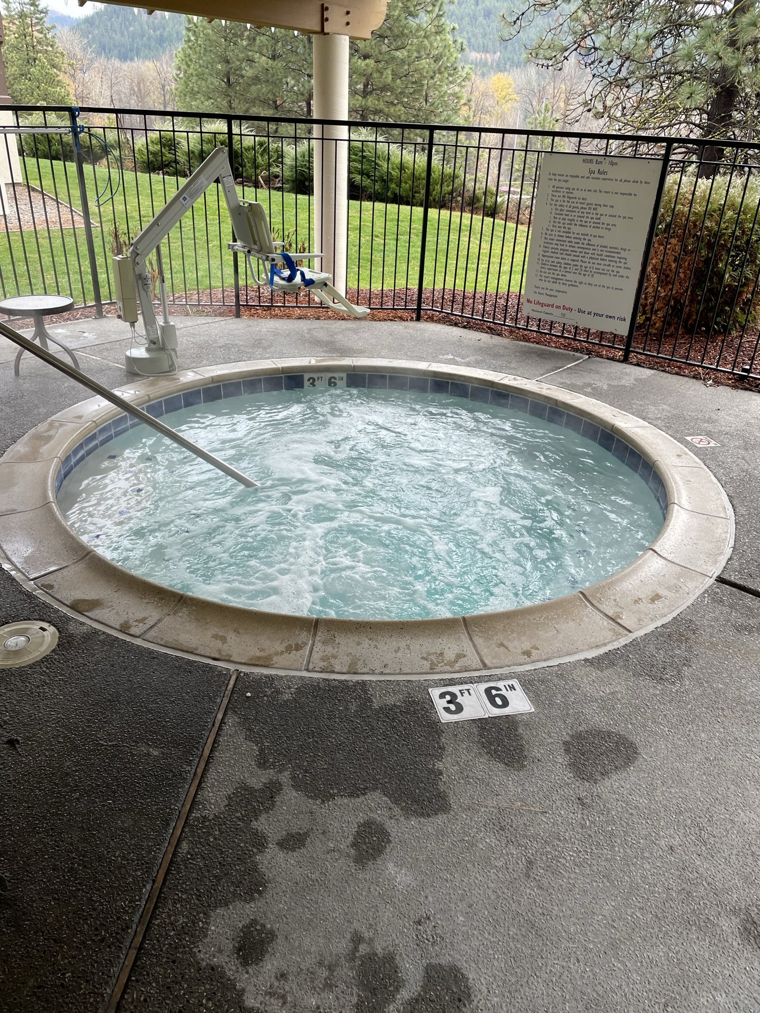 One of the three hot tubs with accessibility