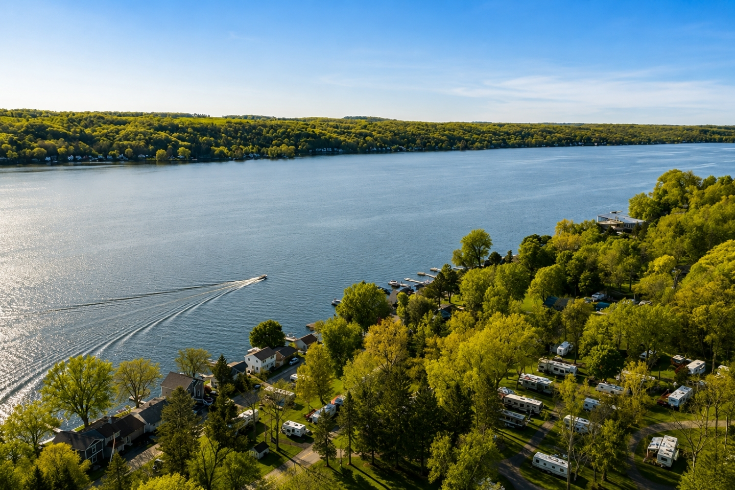 Discover this secluded lakeside haven, nestled amidst verdant foliage with sweeping views, offering privacy and natural beauty for a tranquil escape.
