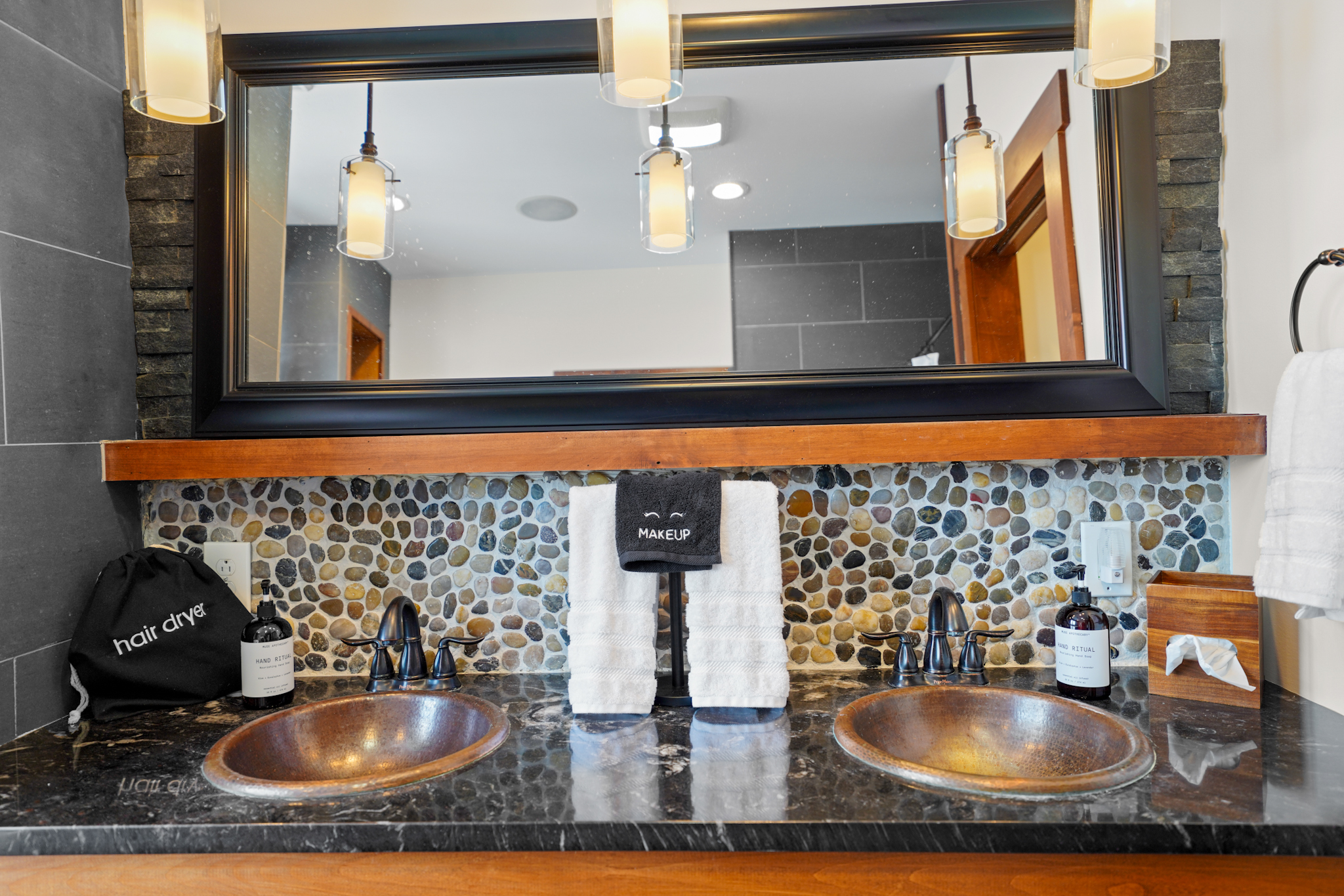 Dual sinks and ample counter space — perfect for couples and extended stays.