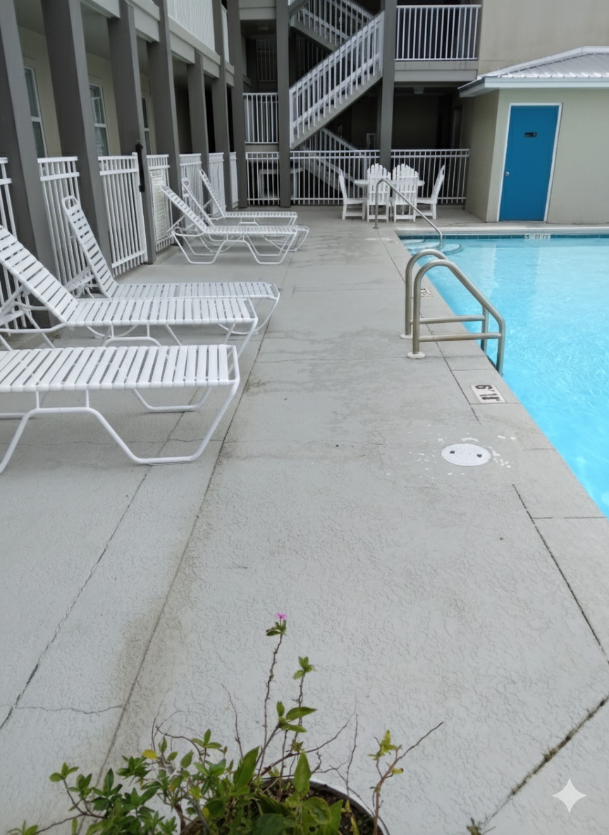 Enhance your stay at Summer Breeze Condominiums with our beautifully maintained communal pool area. Designed for guest enjoyment, it features comfortable sun loungers and easy access, making e