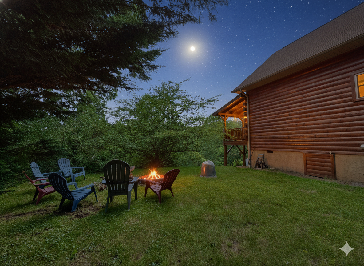 Cozy nights under the moonlight. Gather 'round the fire at our mountain retreat.