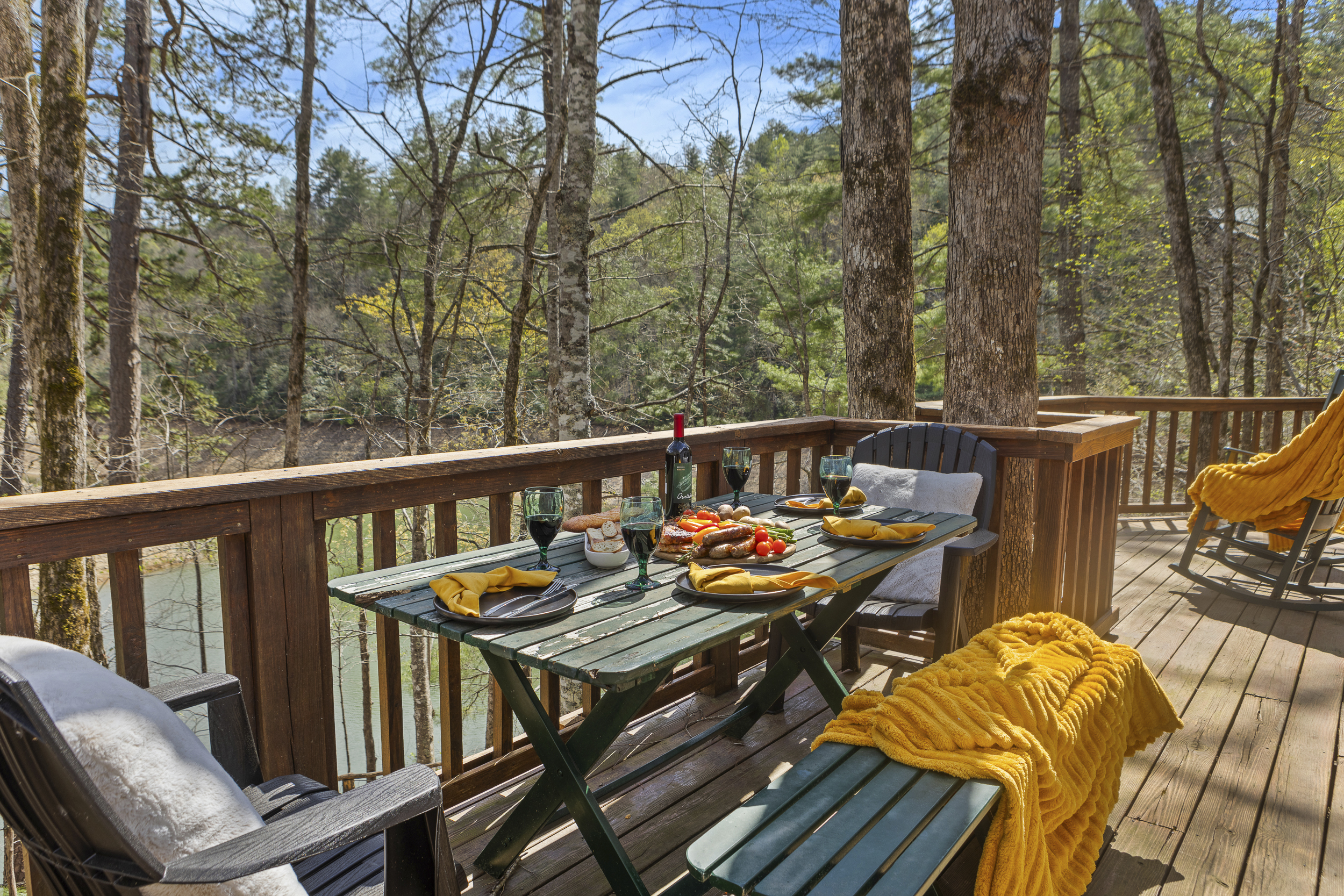 Deck: Savor meals with breathtaking forest views on a spacious deck!