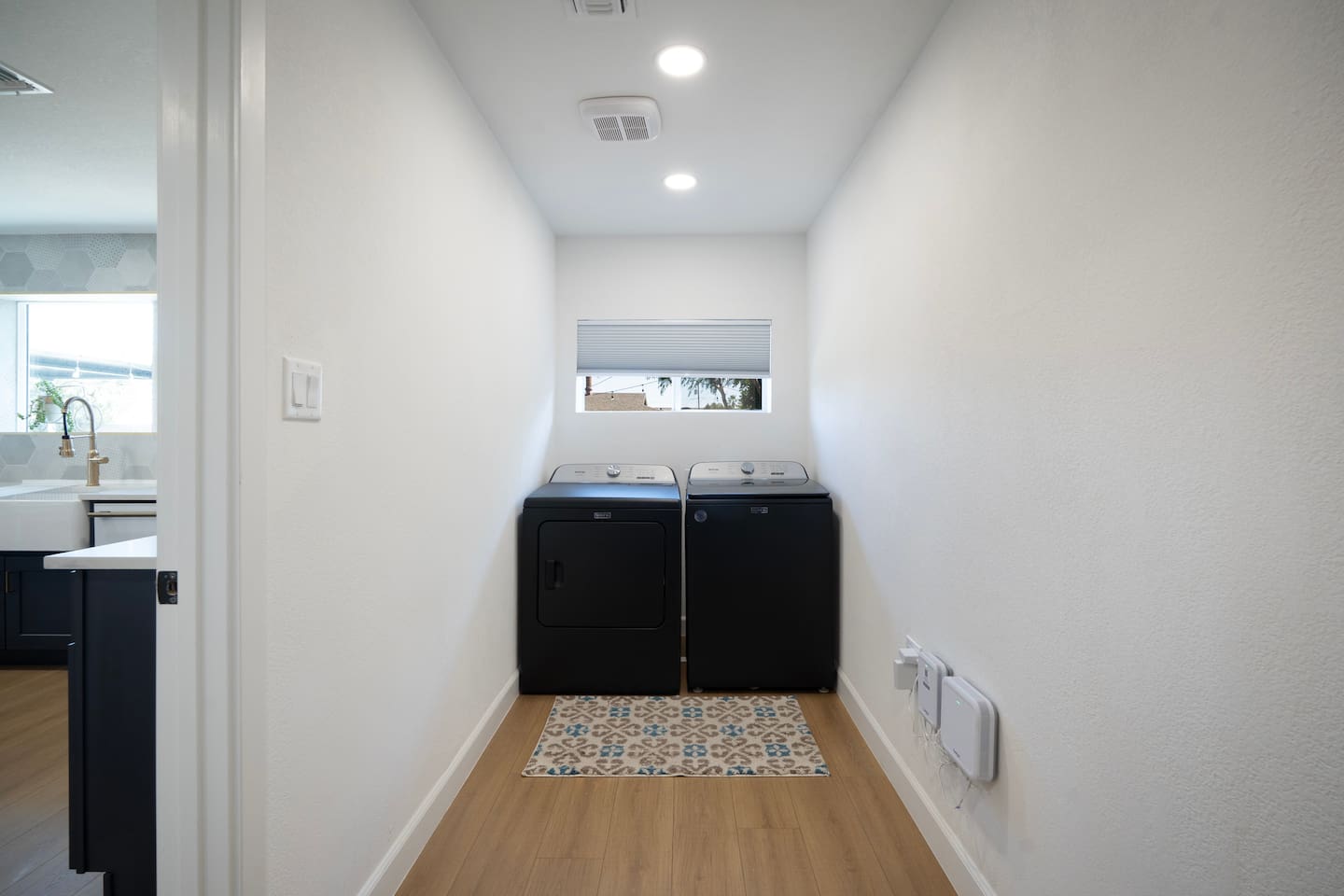 In-home washer and dryer for convenient, stress-free stays.