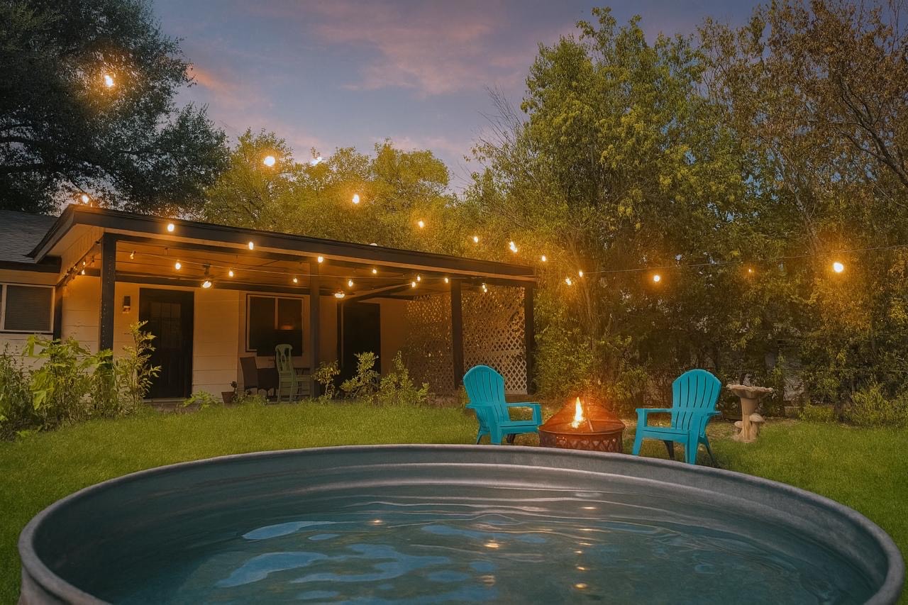 soak in cowboy pool in the yard