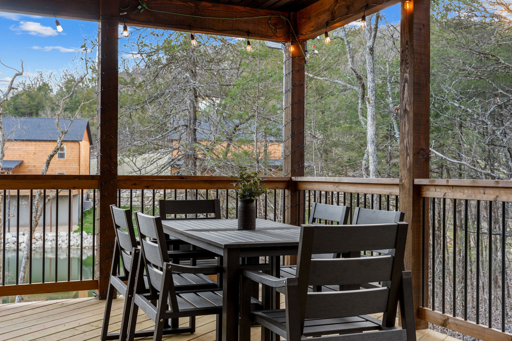 Another view of the covered deck dining area.