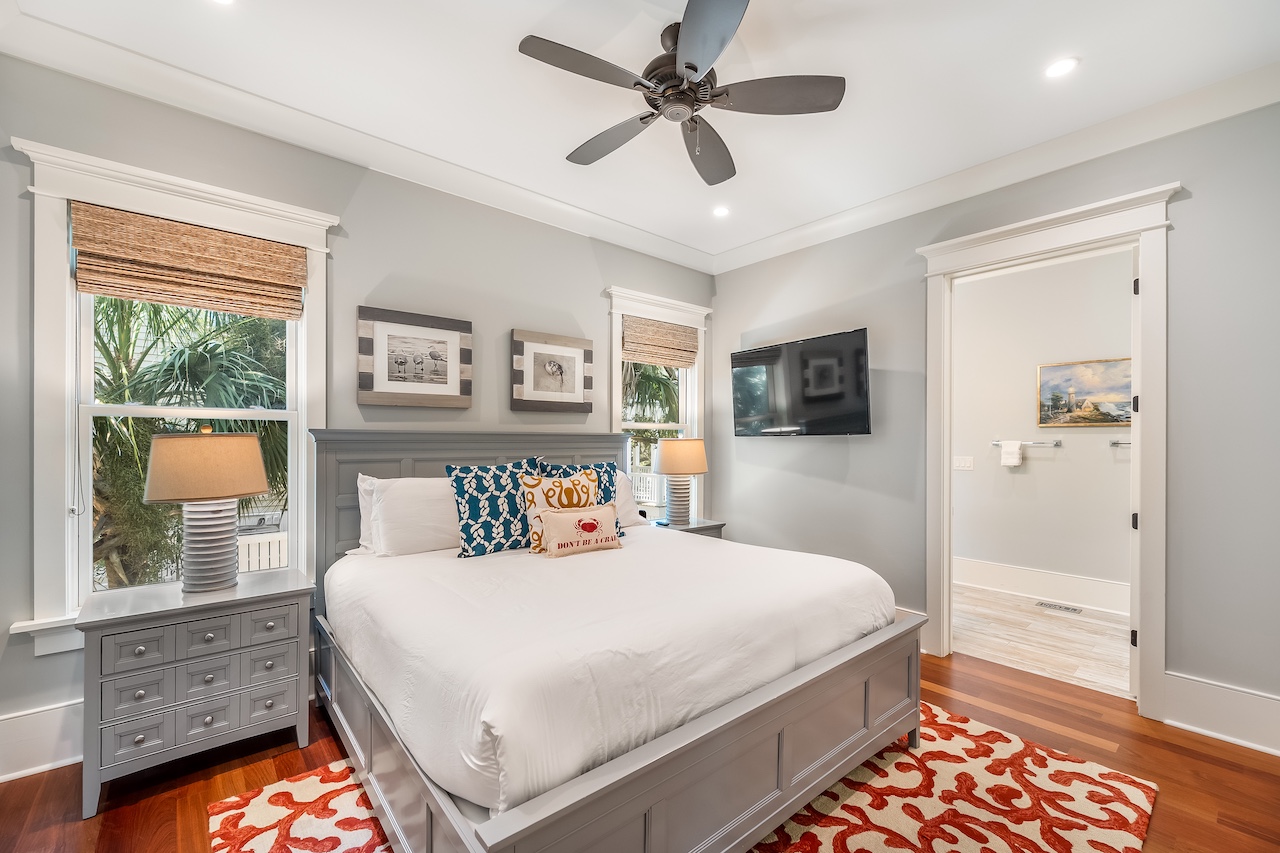 Bedroom 2:  King Bed + Ensuite + TV Shore Thing | 4001 Palm Blvd | Isle of Palms, SC | IOP Escapes