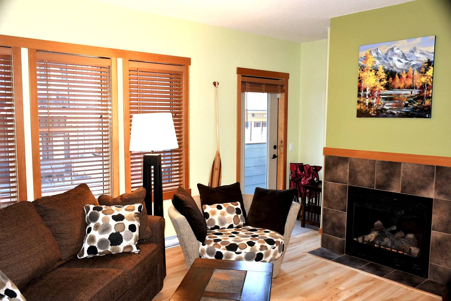 Living room, with a walk out balcony