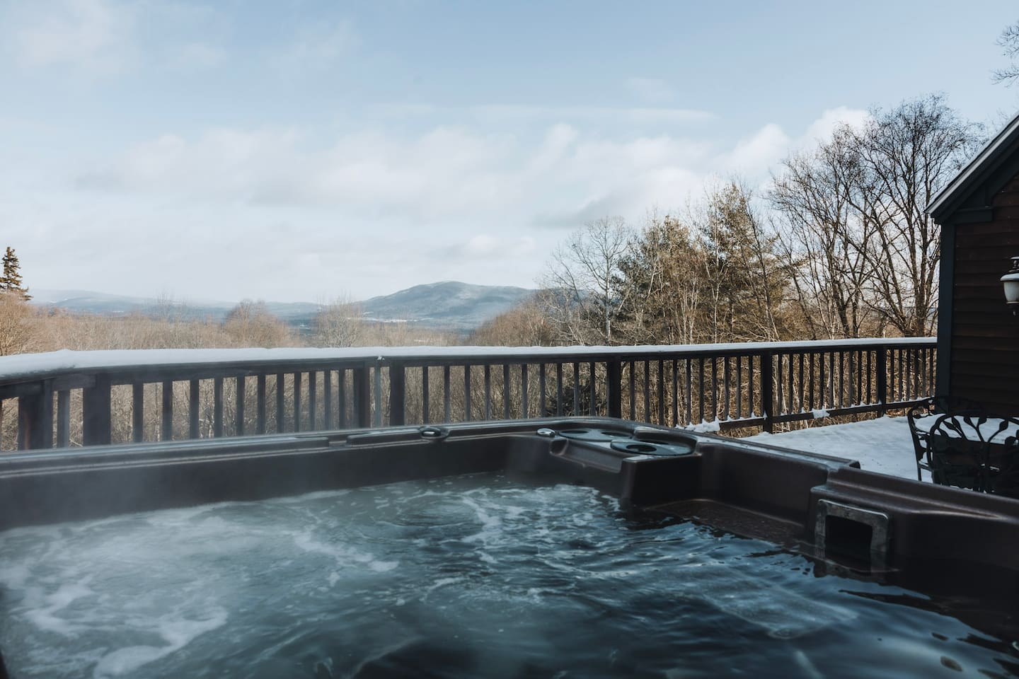 POV: You're soaking up the mountain views in our 8 person hot tub 