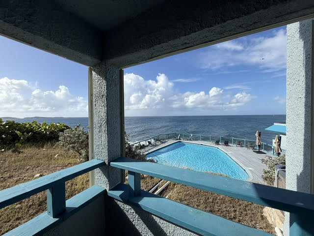 The cliffside pool is only steps from your front door!