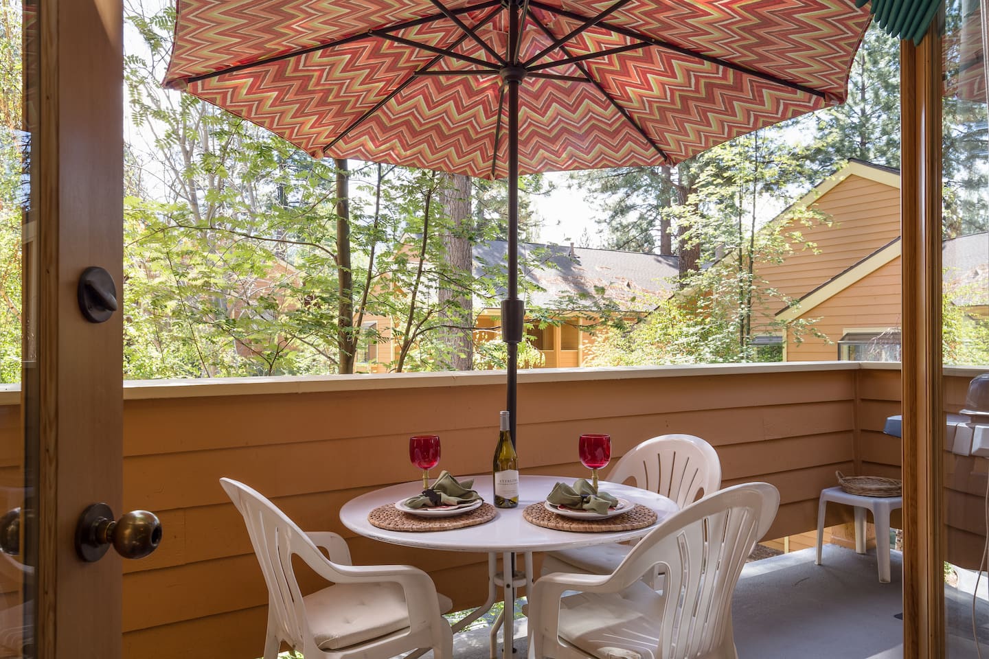 Enjoy meals on our private balcony.