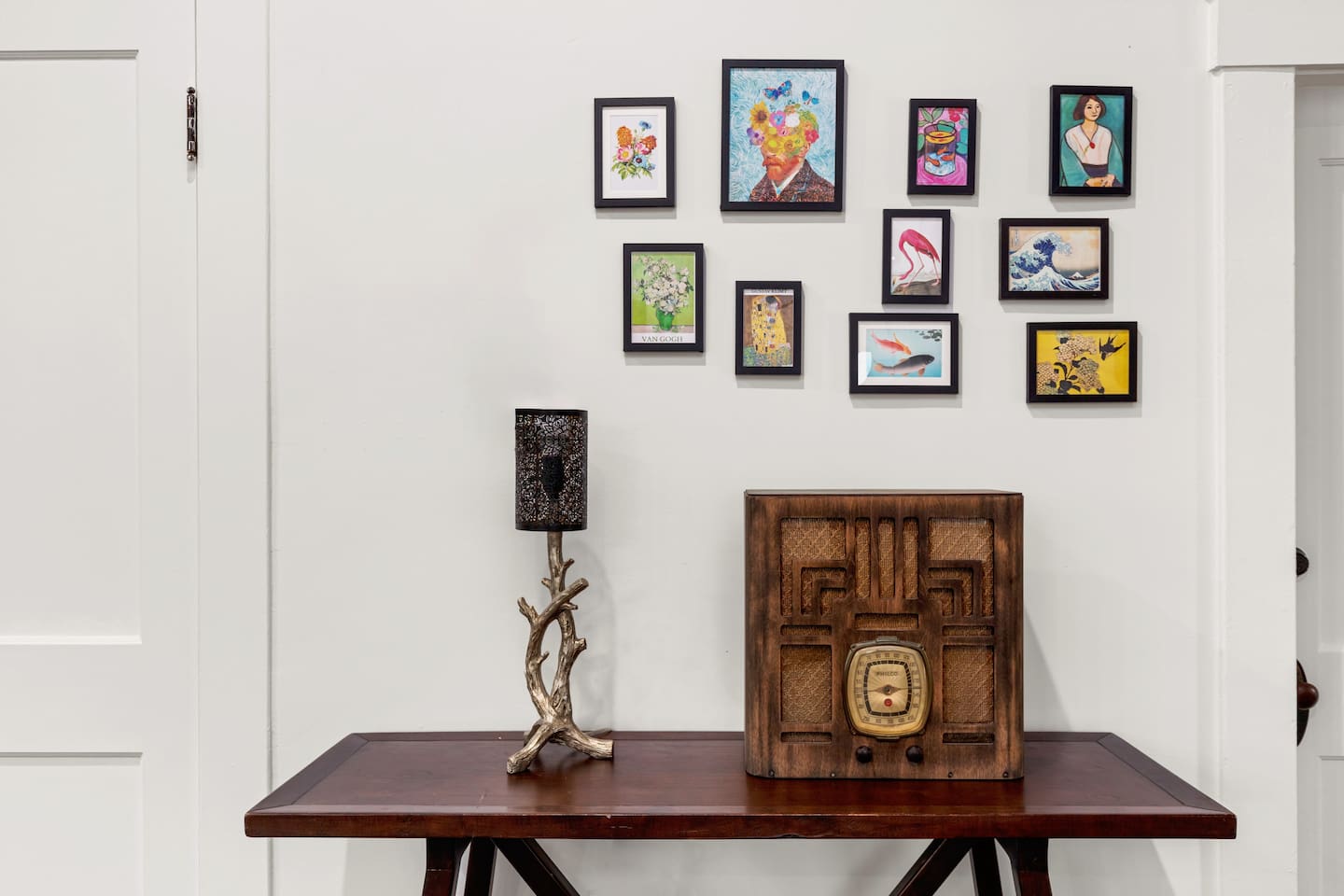 Step into a corner of curated charm where vintage meets eclectic, creating a perfect backdrop for your stay.