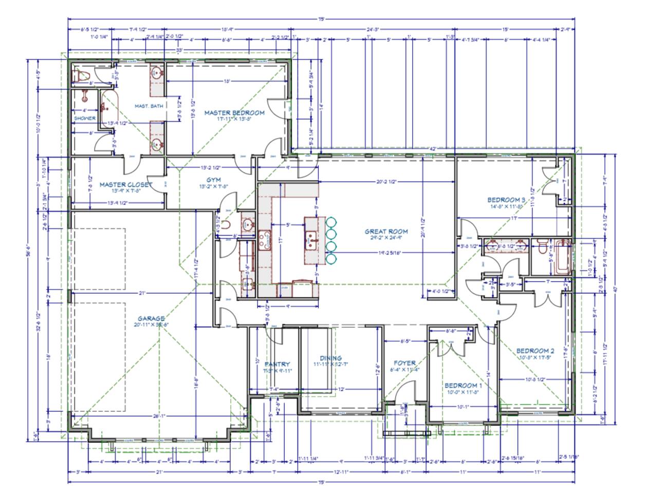 Floor Plan - The room labeled "Gym" is actually the Pantry.  The room labeled "Pantry" is actually a closet.