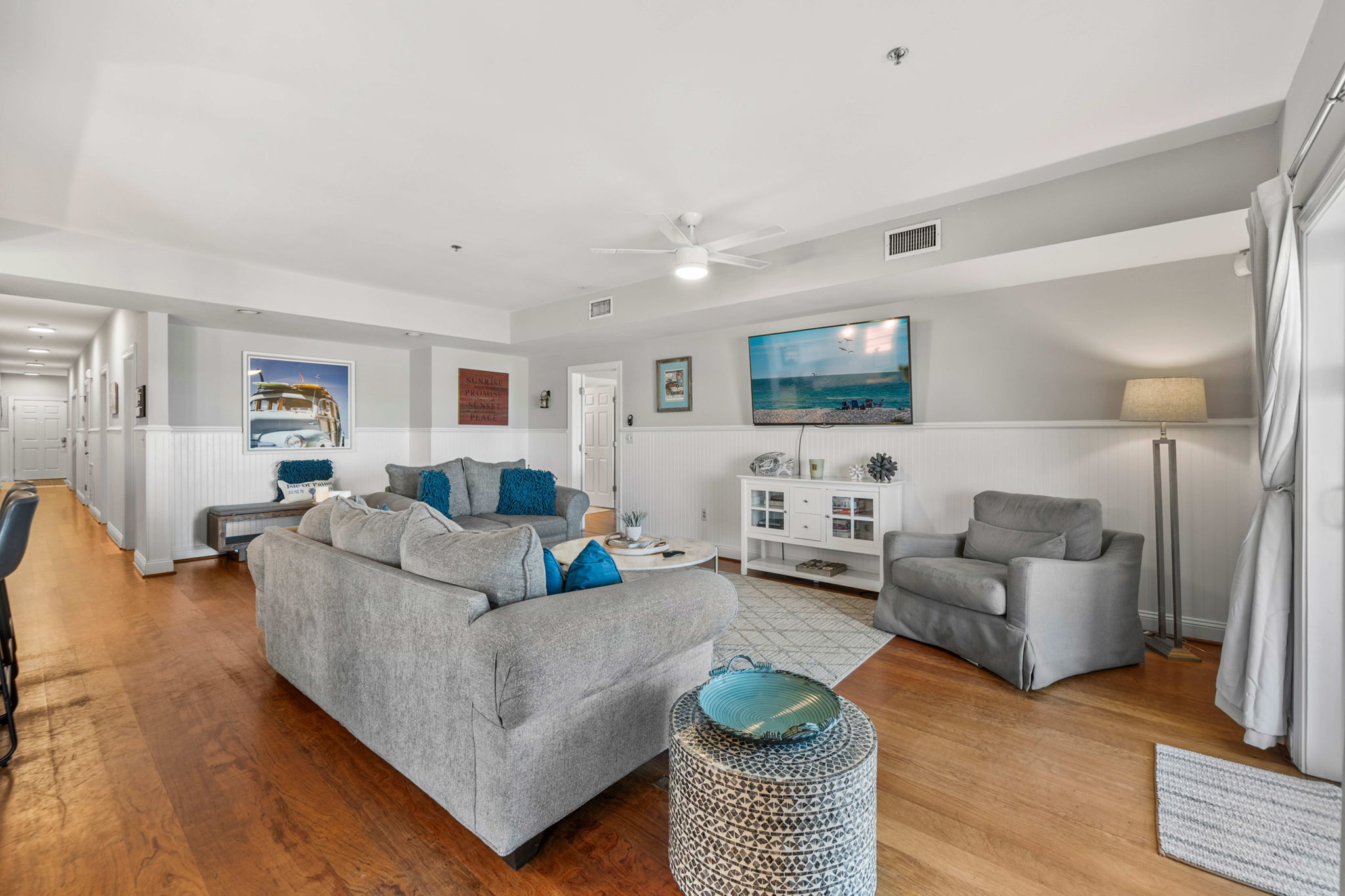 Living room  | Morning Sunrise | 302 Oceanview | 1116 Ocean Blvd, Isle of Palms, SC | IOP Escapes
