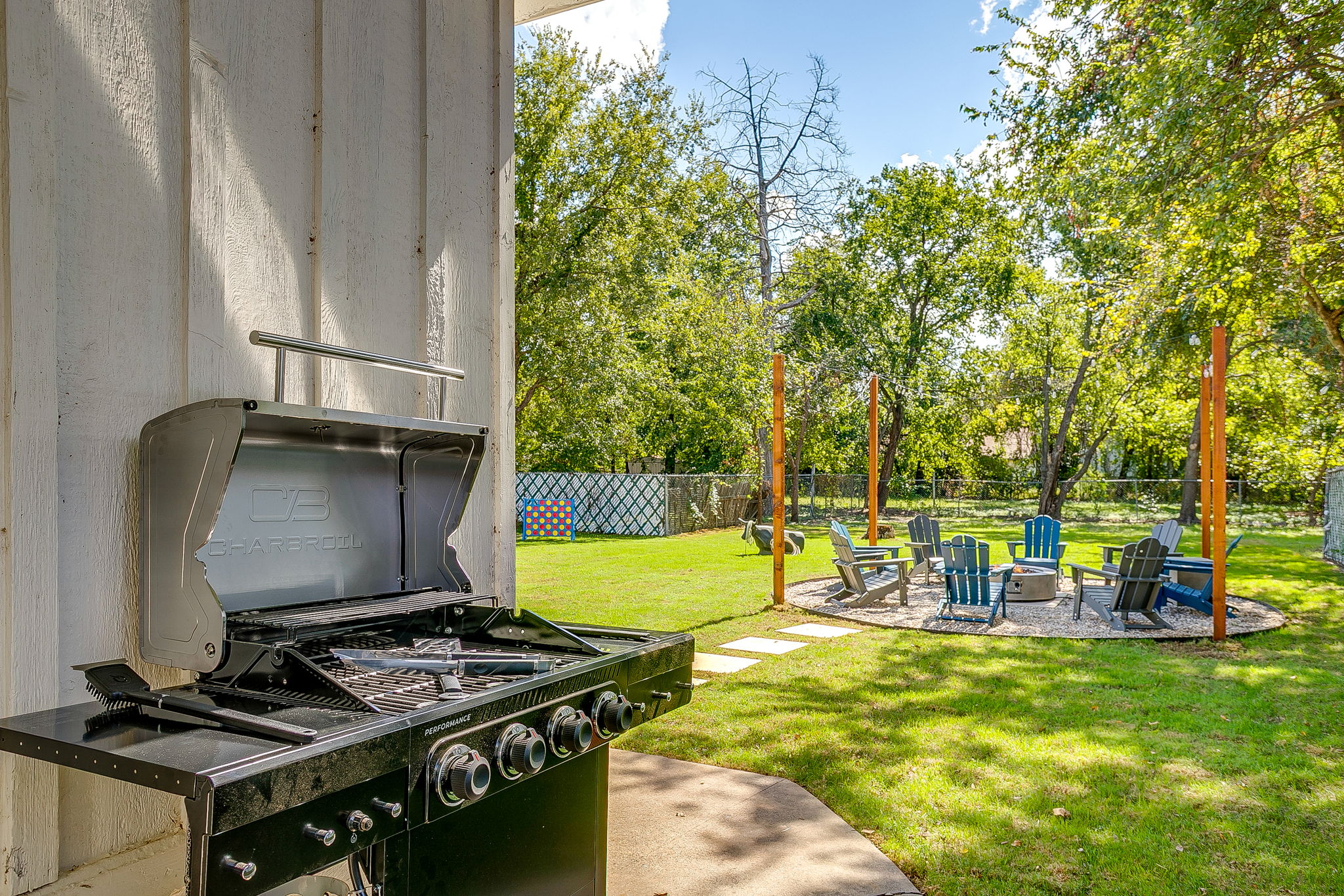 Grill out in the backyard with this brand-new gas BBQ just off the patio