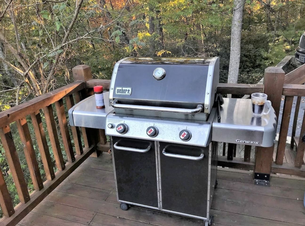 Gas grill at the cabin. Perfect for grilling 