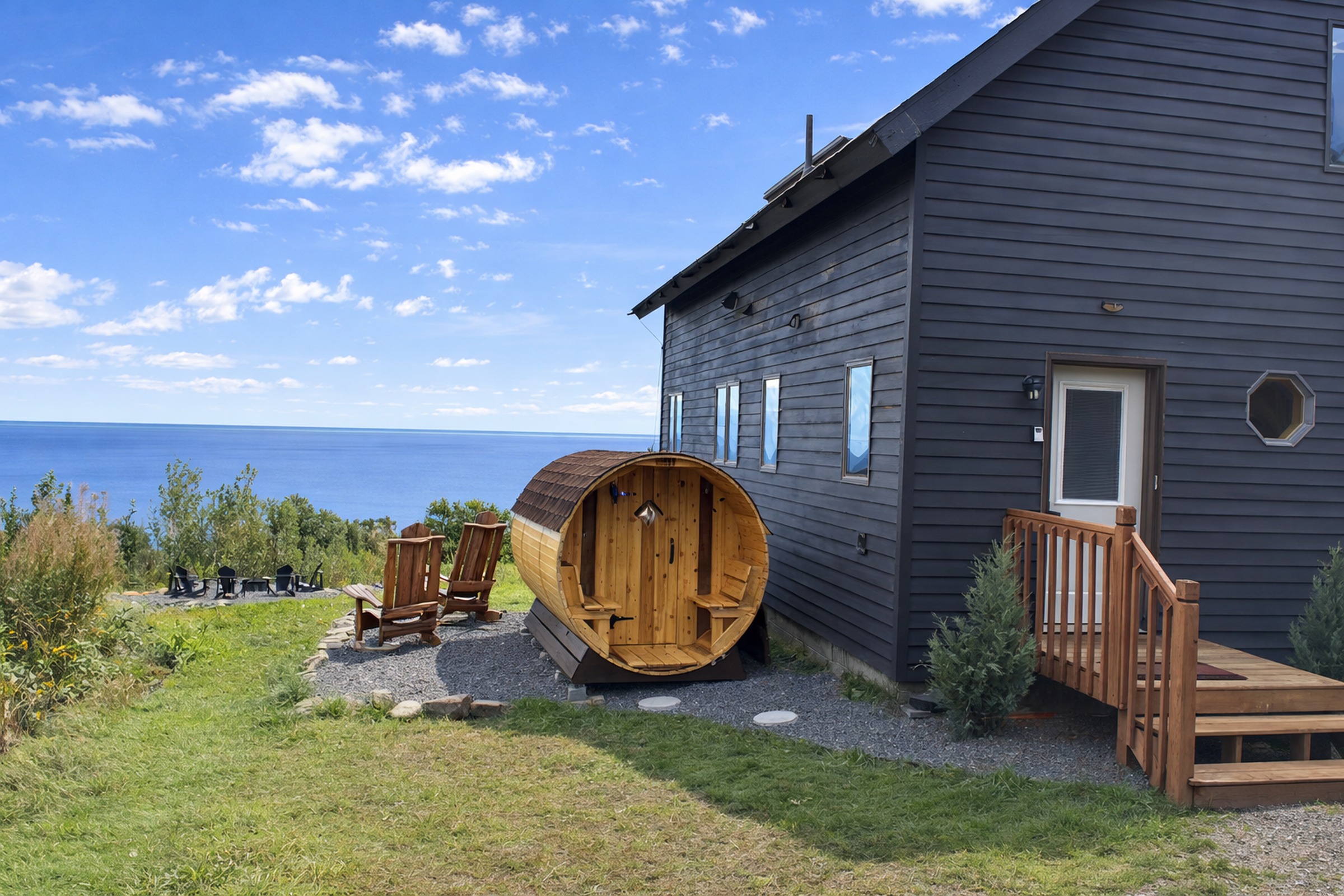 Picture yourself sinking into the sauna with Lake Superior views, melting away sore muscles after a day hiking the Bean & Bear Loop.