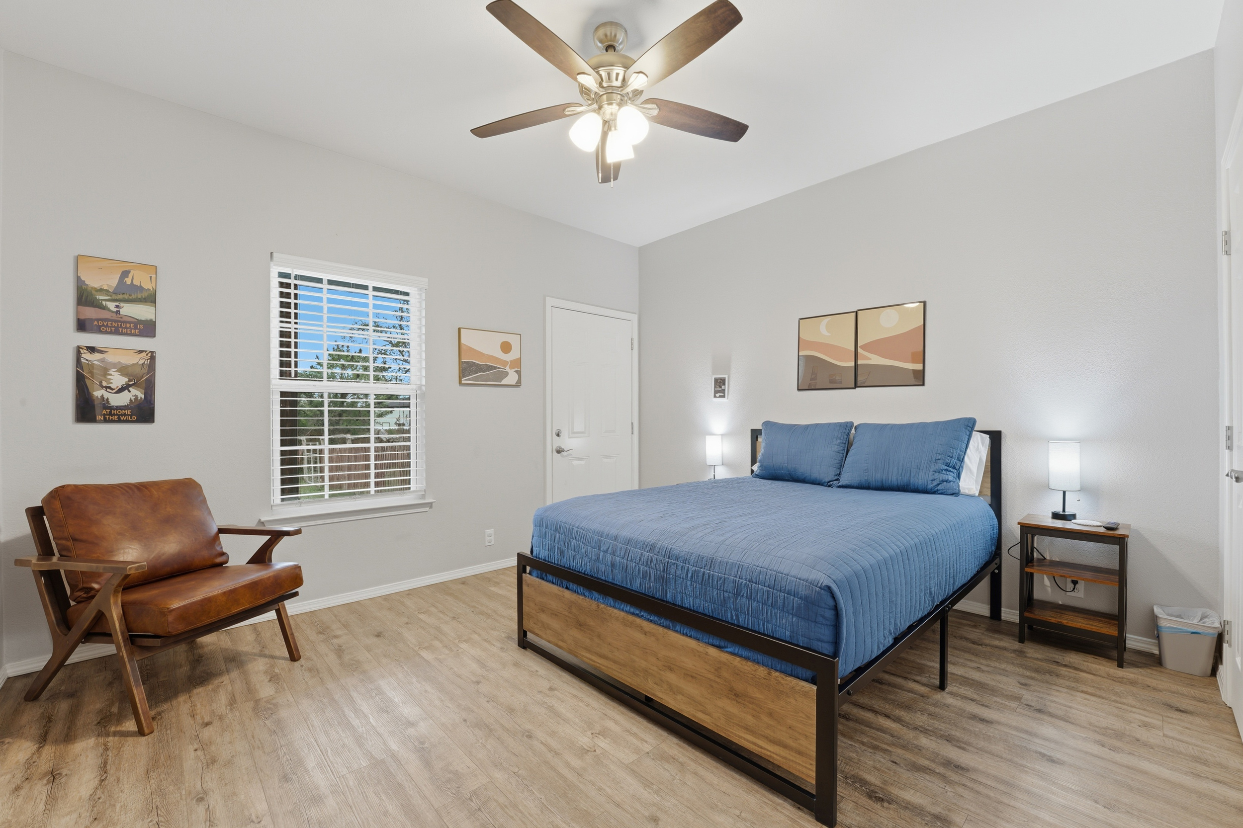 Comfortable queen bedroom with premium mattress and smart TV