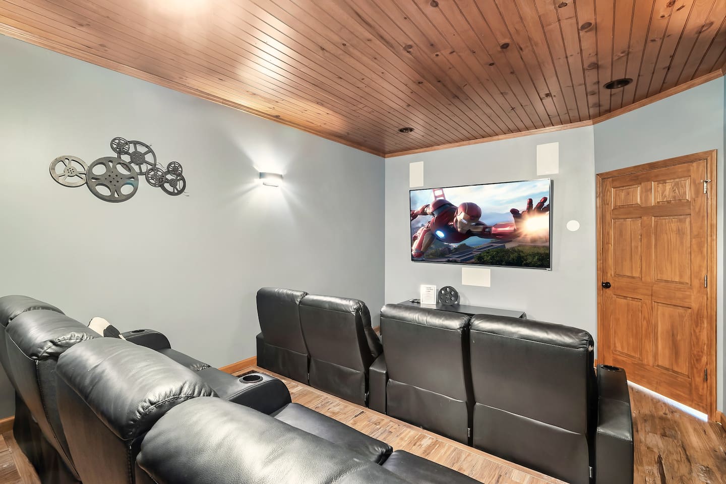 Pop the popcorn! Movie night is on in the private theater room next to the lower level game room. Features an 80” TV & seats so comfy you could sleep in them. Plus surround sound, smart TV and Blu-ray DVD player.