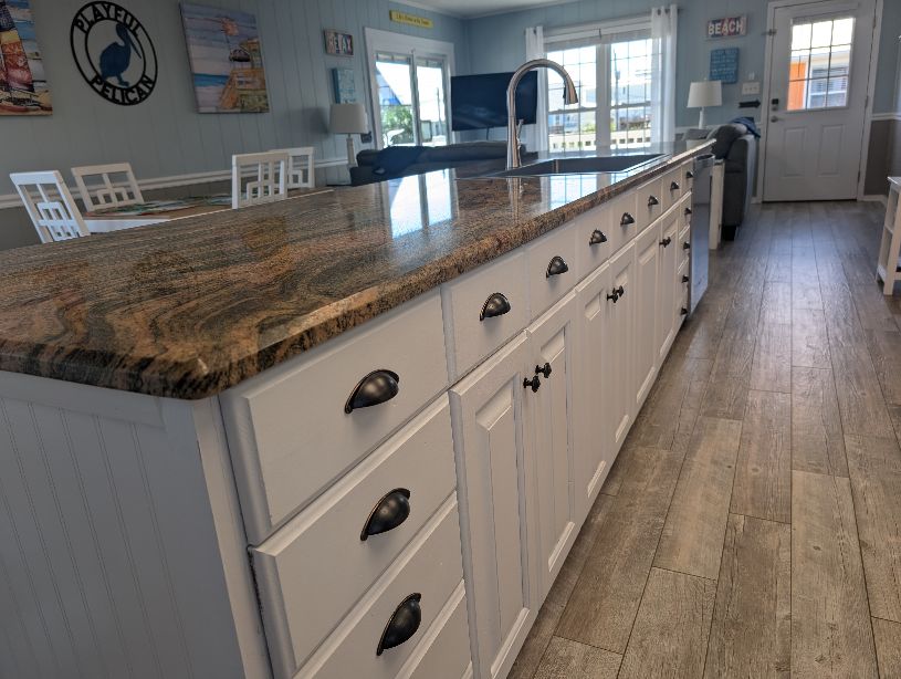 Enormous island provides a great space to prepare meals