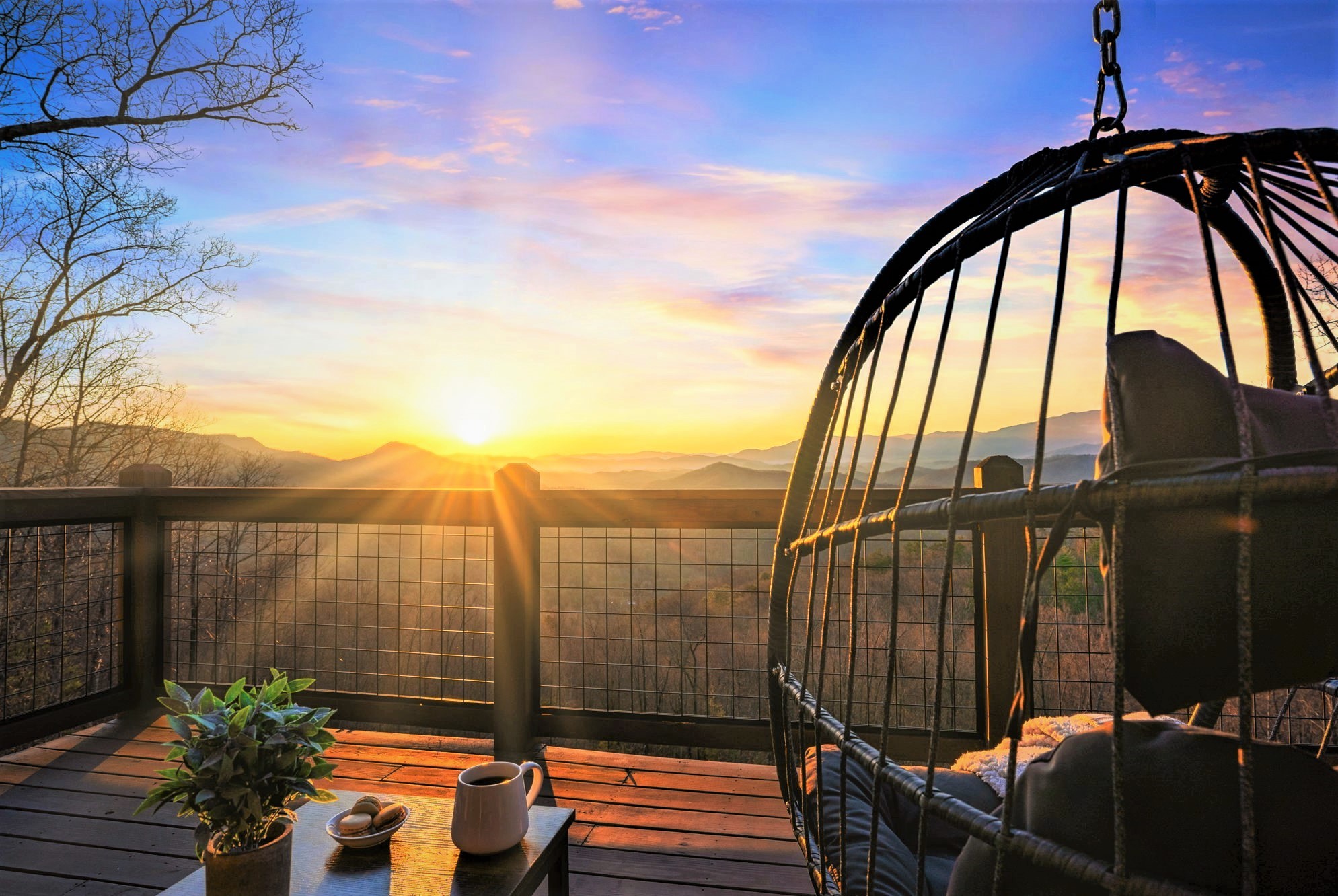 Picture yourself looking at miles & miles of LAYERS OF GORGEOUS MOUNTAIN views with the morning breeze and warm sun. Just you and nature!