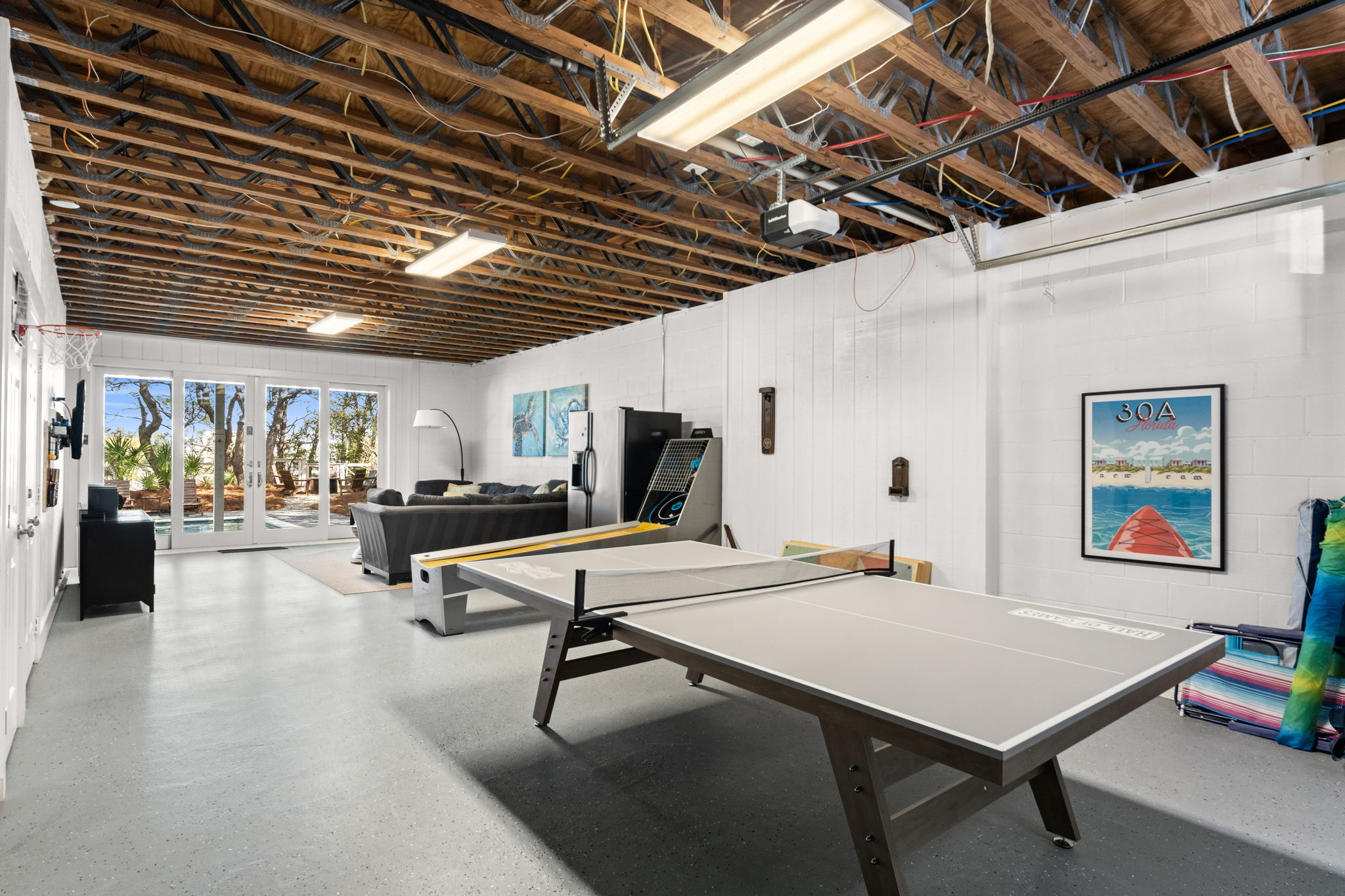 Tournament ready! Challenge your group to a high-stakes ping-pong match in our spacious, air-conditioned lower-level lounge on Side B.