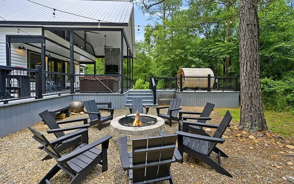Outdoor fire pit area with seating for cozy gatherings under the stars.