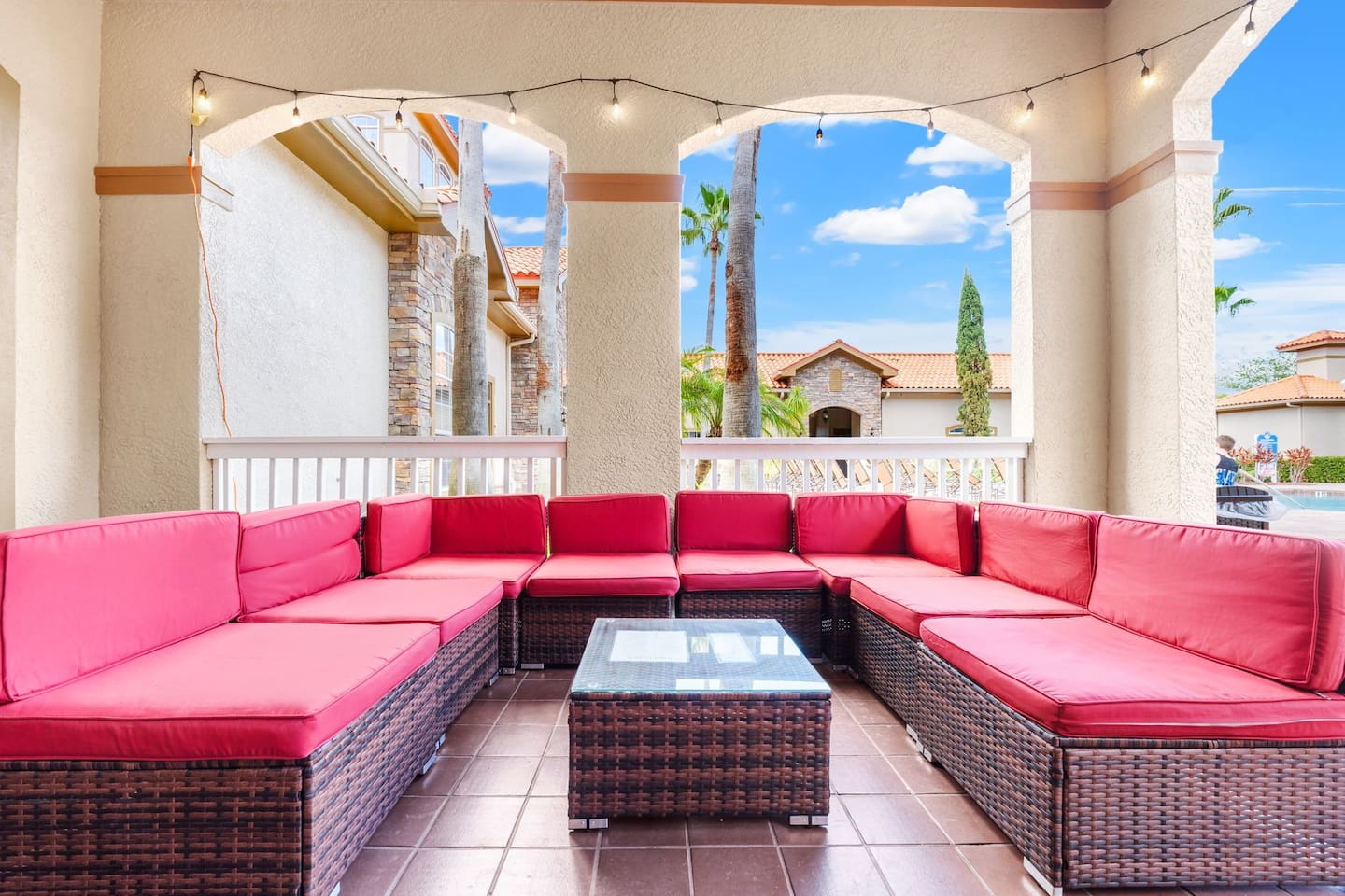 Relax in the outdoor lounge area, offering seating and great views.