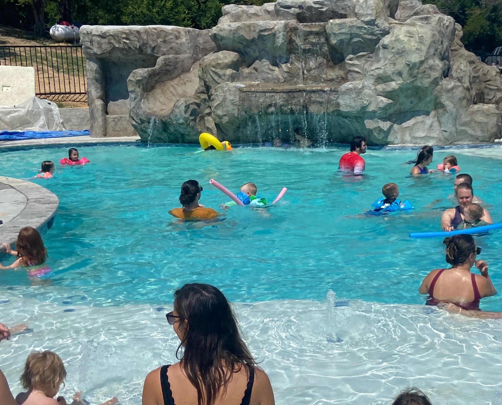 Giant pool handles a crowd. We've had groups over 25 in the pool with room for more!