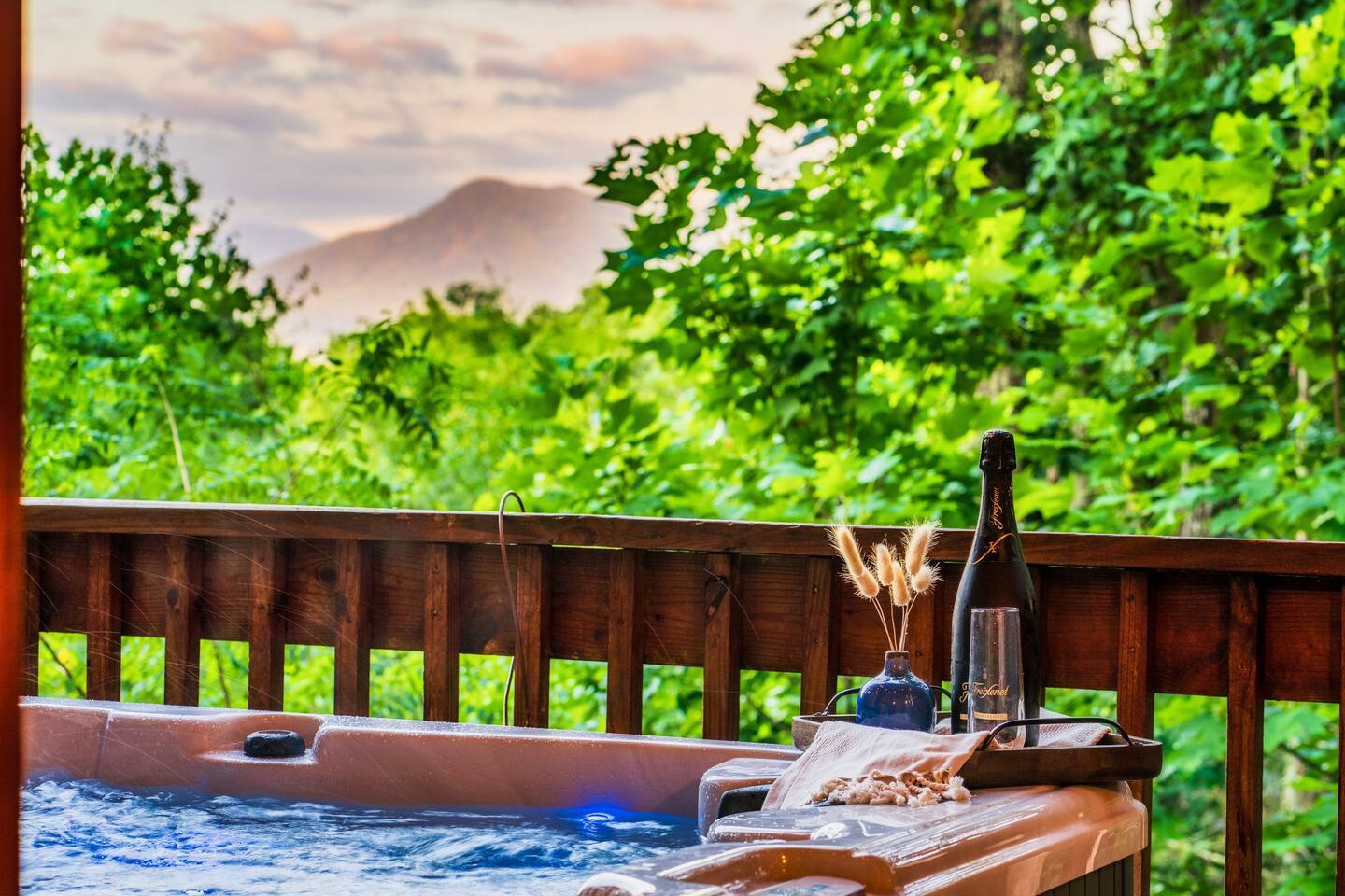 Incredible mountain views from the hot tub