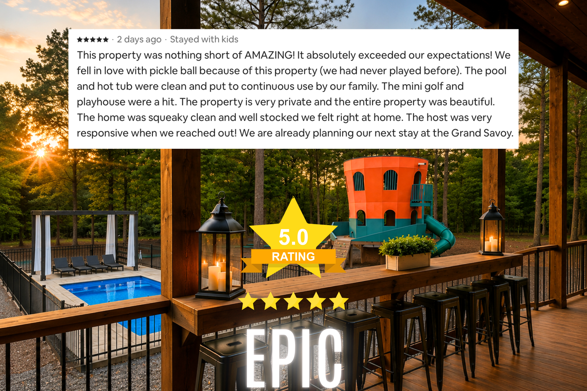 Our Guests LOVED the SAVOY. 5 Star Review.