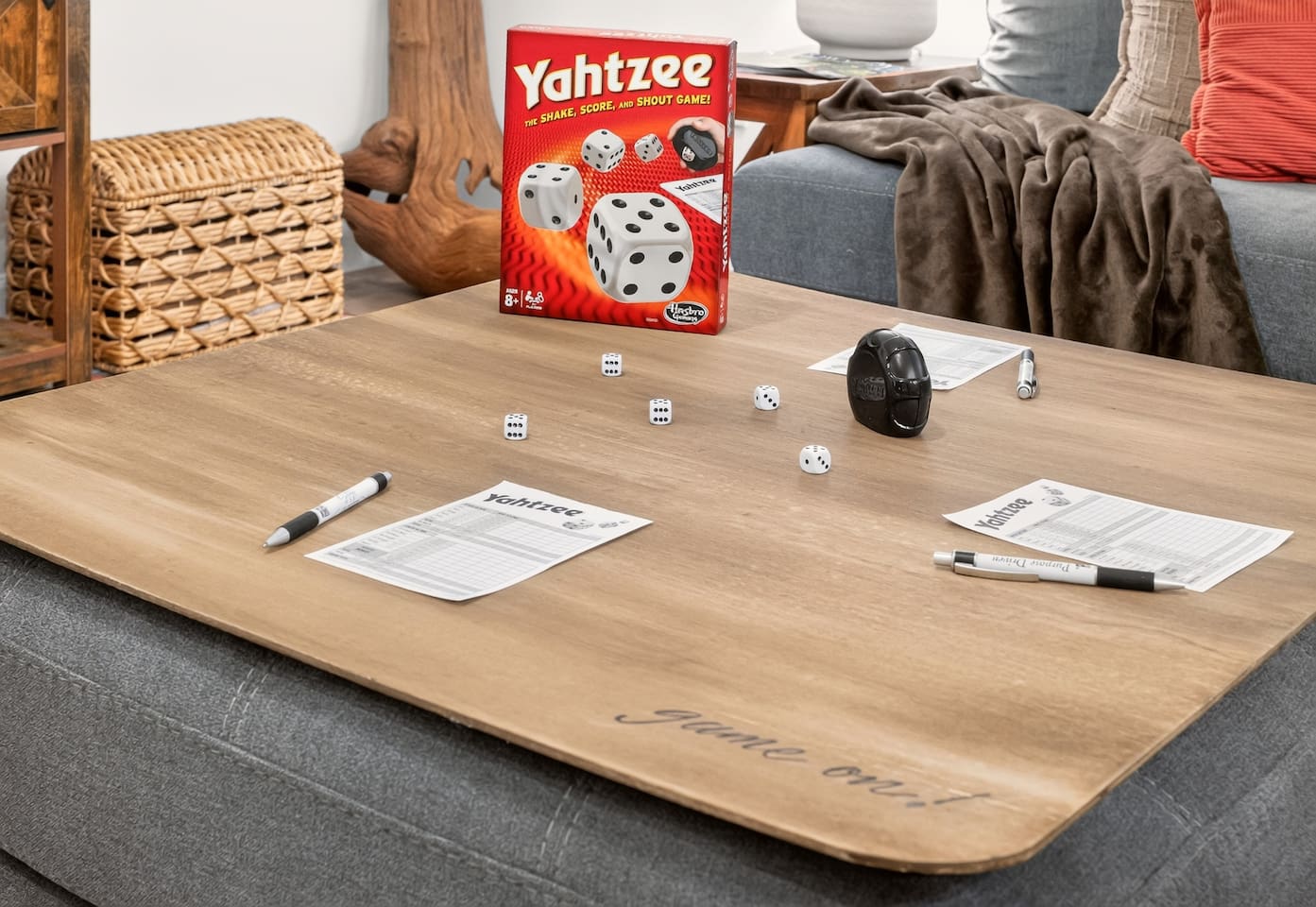 Games anyone?  We have provided a game board for your use.  Please note:  the game board is stored behind the end table/lamp.