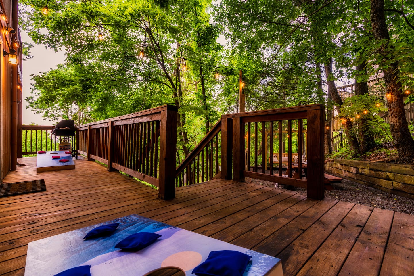 Enjoy a friendly game of cornhole on the deck!