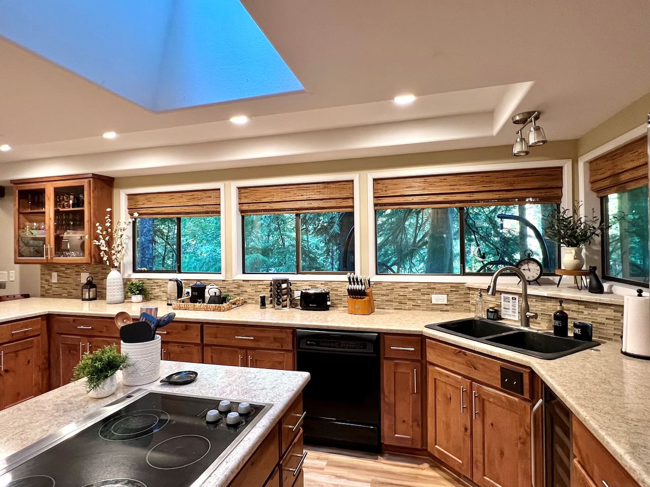Expansive Kitchen with a view of Back Deck and Sandy River