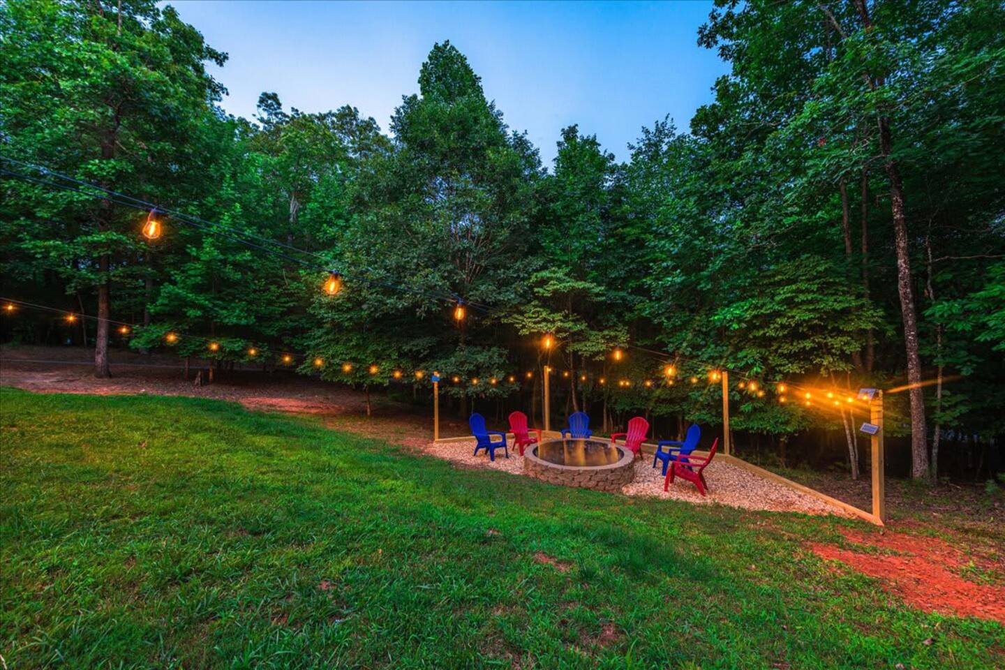 Enjoy the fire pit at the back, surrounded by nature's beauty.