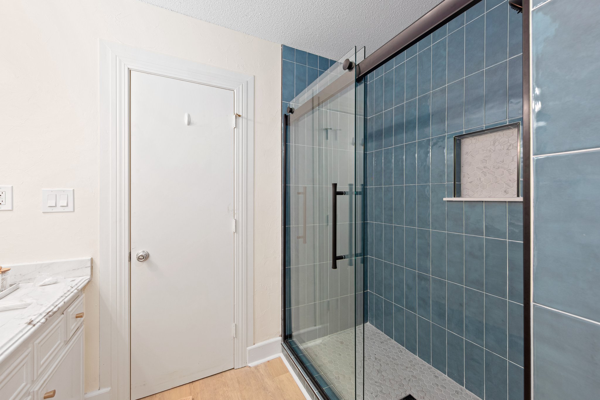 Newly remodeled walk-in shower