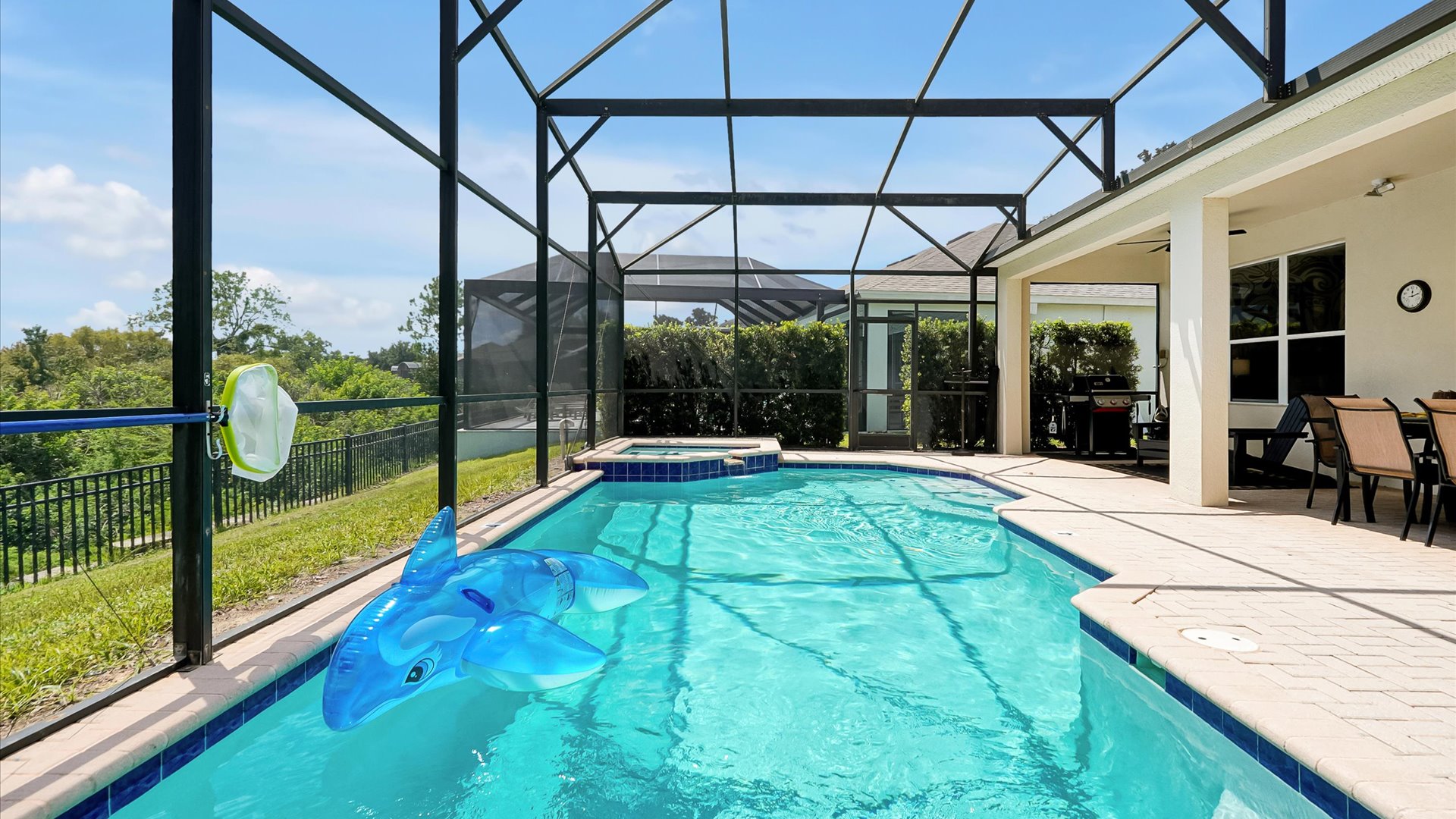Private Pool: Enjoy sunny Florida days in the private screened pool, surrounded by peaceful conservation views.