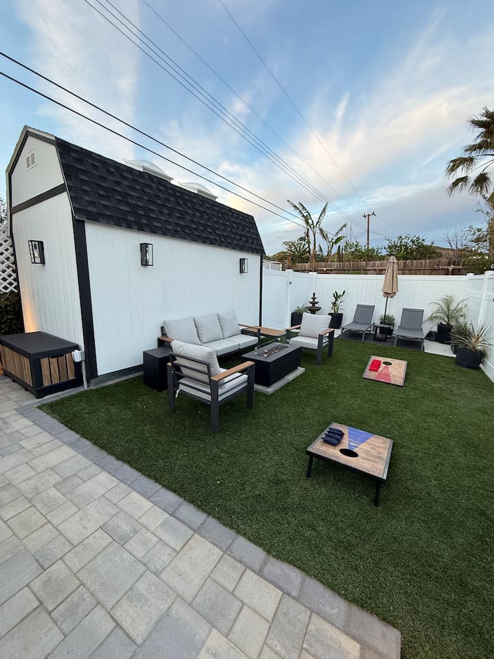 Backyard Seating and Fire Table