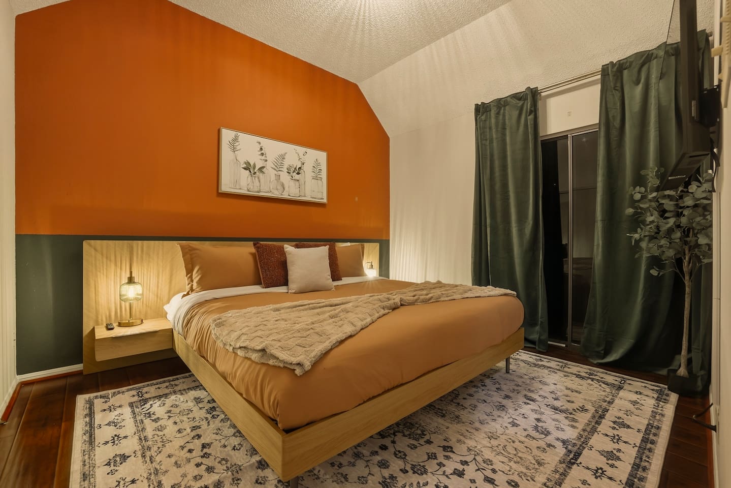 Bedroom with King Bed, 43" TV, closet and Balcony access