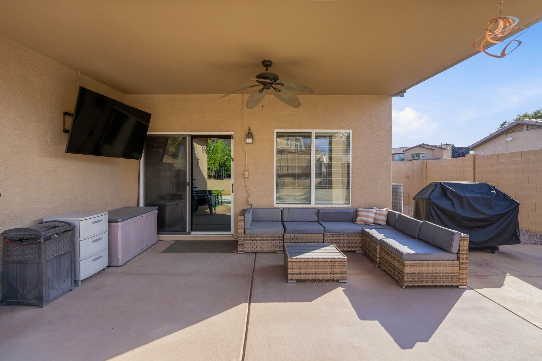 Outdoor Seating Area with TV