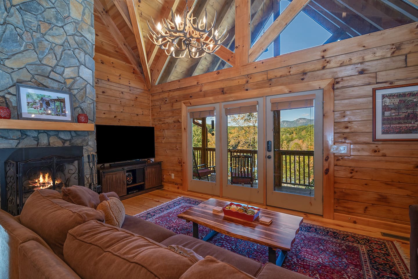 Living room with mountain view