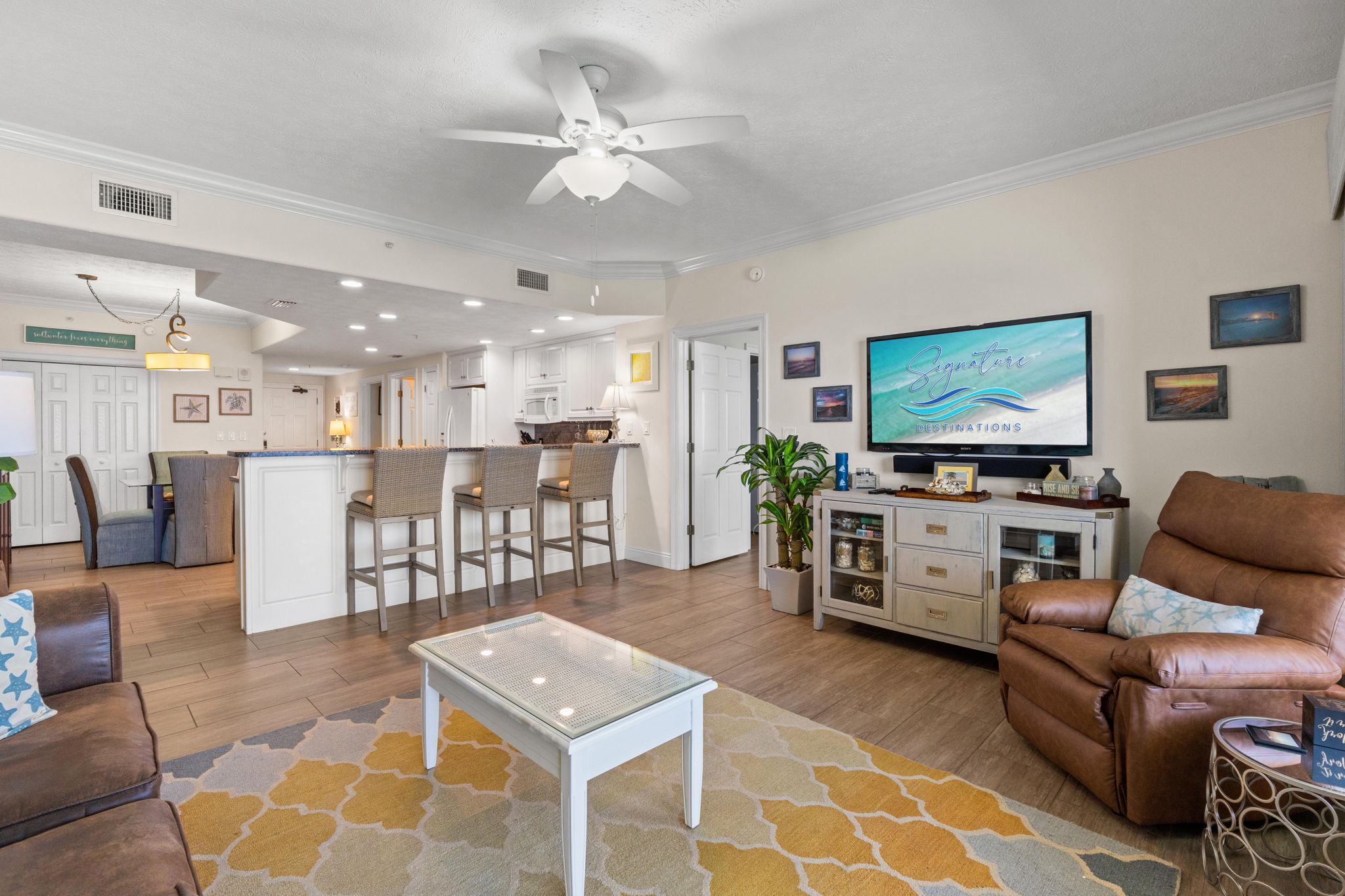 Living Room with Queen Sleeper Sofa and Amazing Beach Views