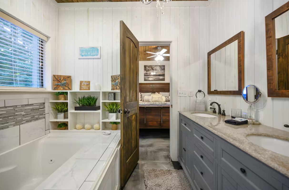 Get ready in style with dual sinks, ample counter space, and thoughtful details throughout.