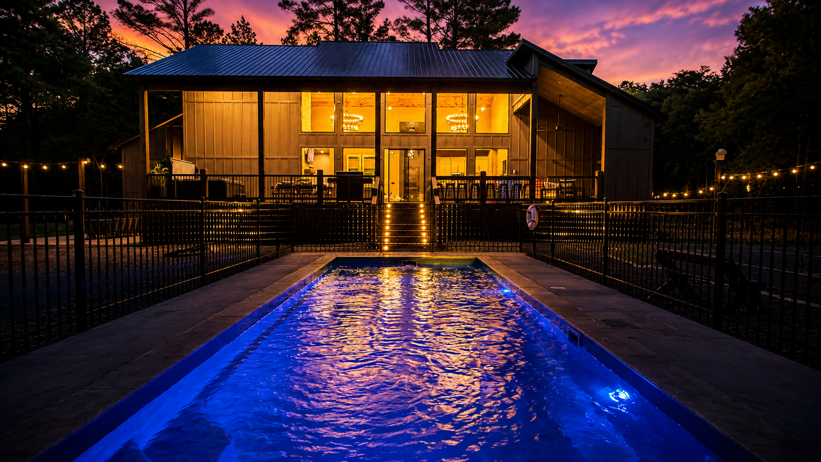 Backyard Oasis: Dive into luxury with a stunning pool and evening starlit views!