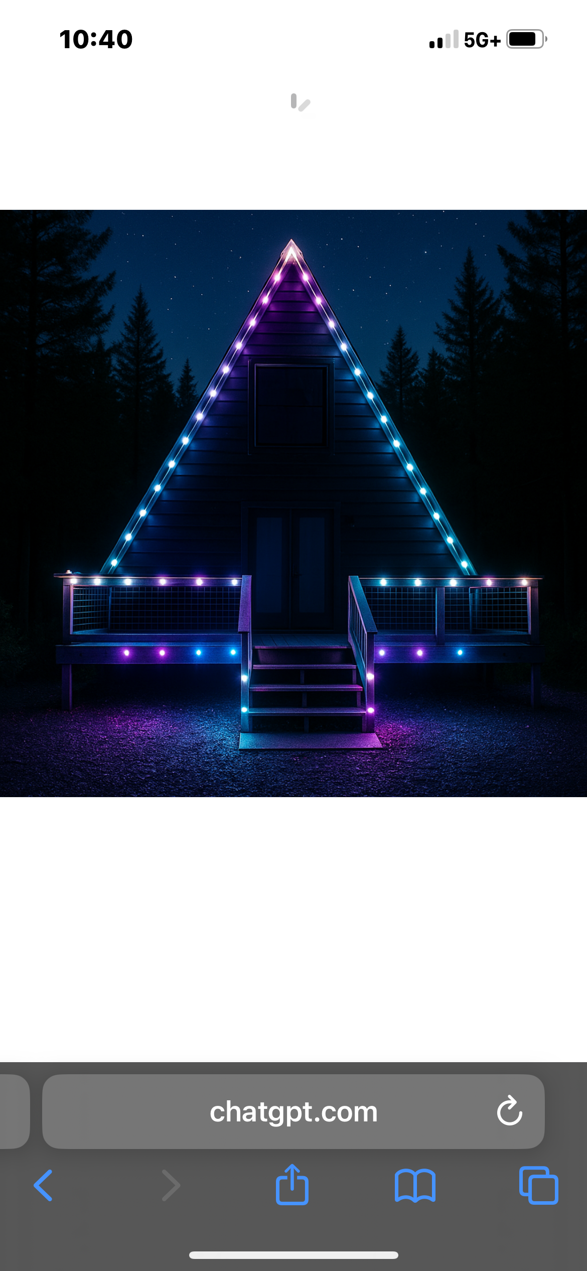 Arrive at something extraordinary — a vibrant, neon-lit A-frame escape that welcomes you with pink, purple, and teal glow under a starlit sky.