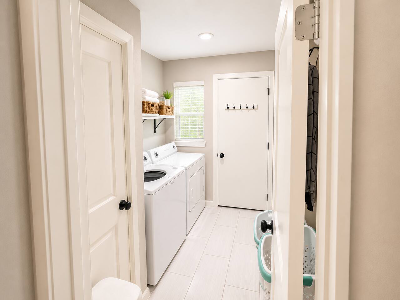Tidy and bright laundry space