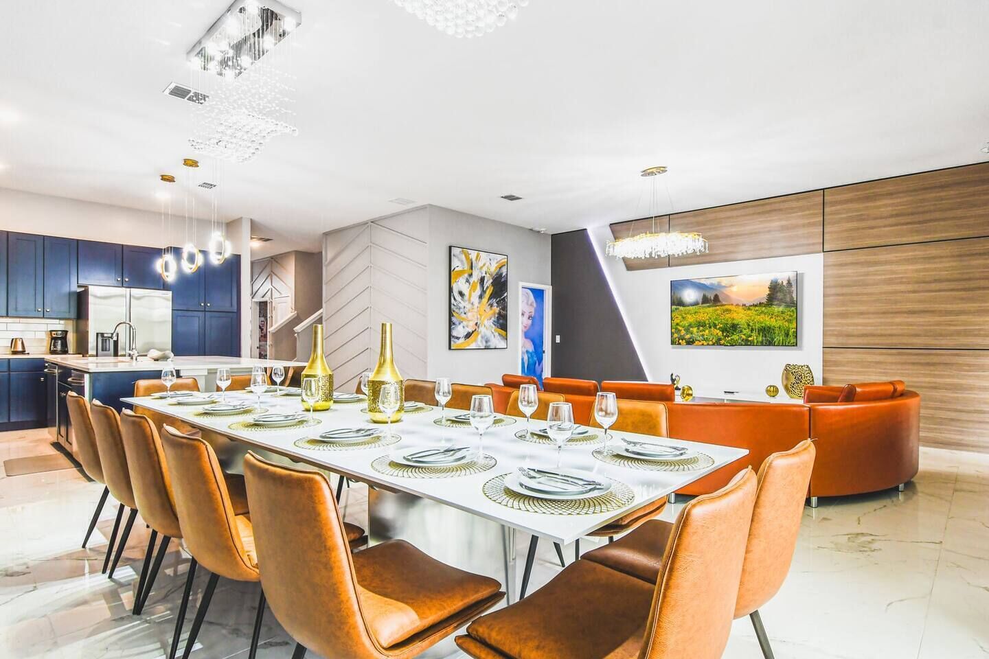 Dine in style in this expansive dining room, perfect for hosting memorable gatherings and special occasions.
