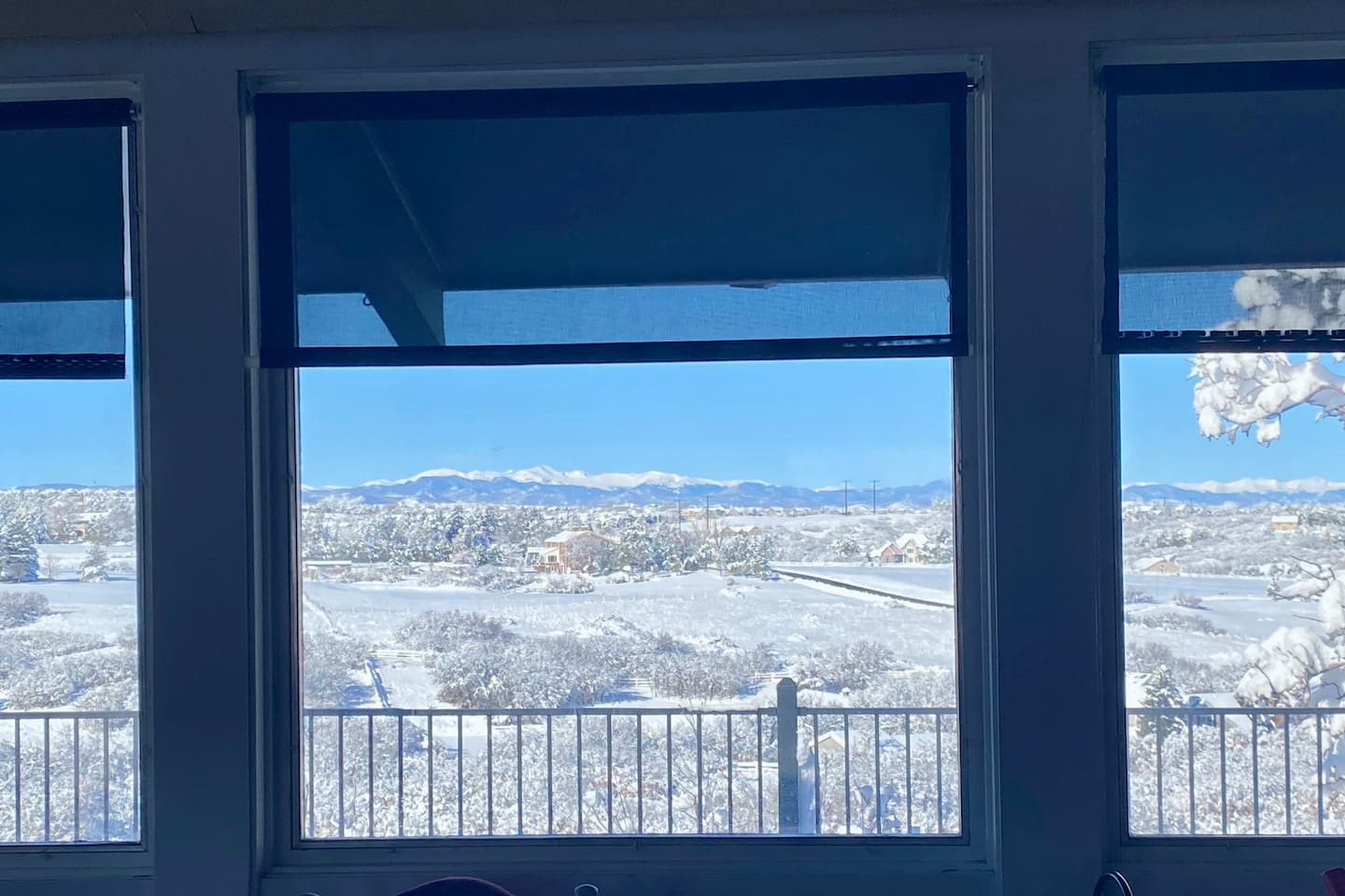 The view from the dining table with fresh snow!
