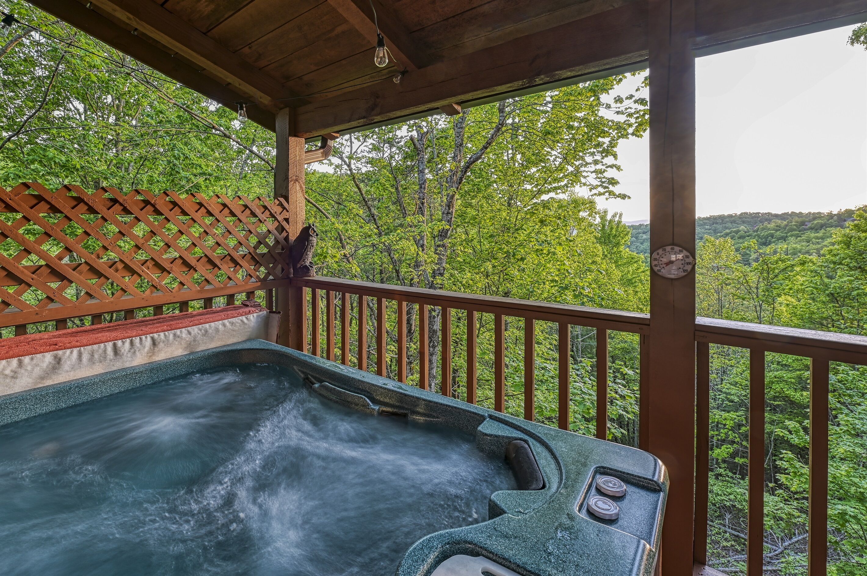 Relax in the hot tub after a day of hiking in The Great Smoky Mountains