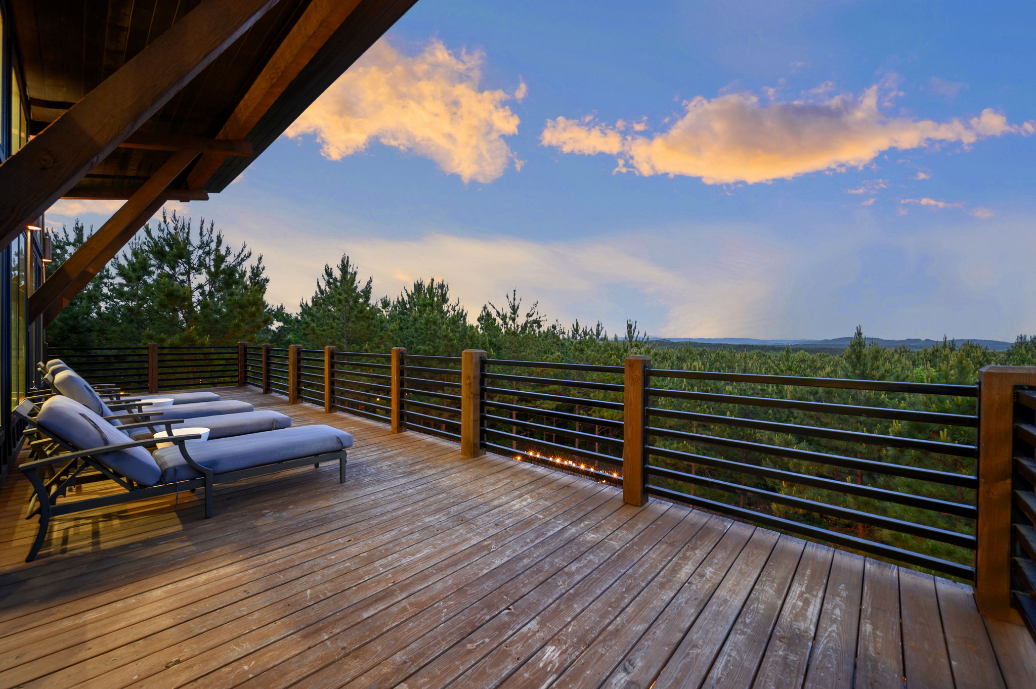 Elevated deck overlooking your private pool and wooded surroundings—one of the best cabin views in Broken Bow.